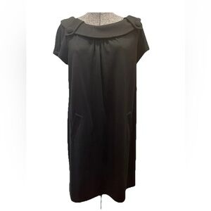Muse size 12 ladies vintage inspired all black‎ dress-faux pockets-Hepburn NWT